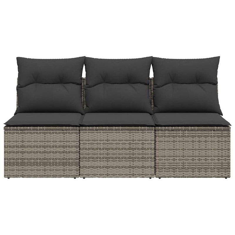 vidaXL 3-Seater PE Rattan Garden Sofa UV-Resistant in Grey