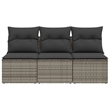 vidaXL 3-Seater PE Rattan Garden Sofa UV-Resistant in Grey