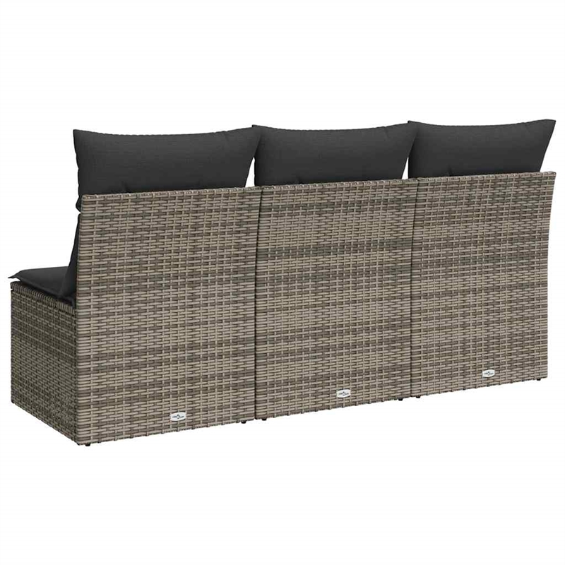 vidaXL 3-Seater PE Rattan Garden Sofa UV-Resistant in Grey