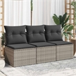 vidaXL 3-Seater PE Rattan Garden Sofa UV-Resistant in Grey
