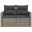 vidaXL PE Rattan Powder-Coated Steel And Solid Acacia Wood Garden Sofa in Grey