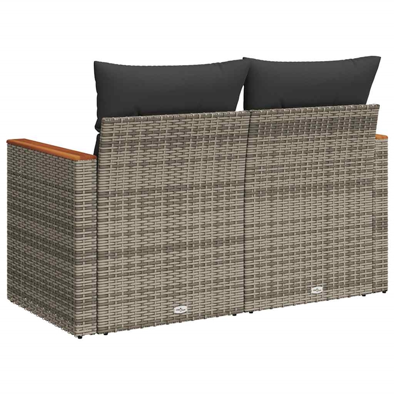 vidaXL PE Rattan Powder-Coated Steel And Solid Acacia Wood Garden Sofa in Grey