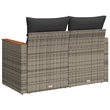 vidaXL PE Rattan Powder-Coated Steel And Solid Acacia Wood Garden Sofa in Grey
