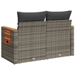 vidaXL PE Rattan Powder-Coated Steel And Solid Acacia Wood Garden Sofa in Grey