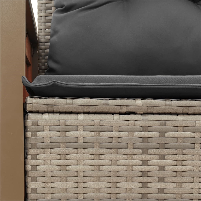 vidaXL PE Rattan Powder-Coated Steel And Solid Acacia Wood Garden Sofa in Grey