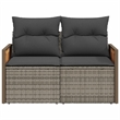 vidaXL PE Rattan Powder-Coated Steel And Solid Acacia Wood Garden Sofa in Grey