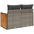 vidaXL PE Rattan Powder-Coated Steel And Solid Acacia Wood Garden Sofa in Grey