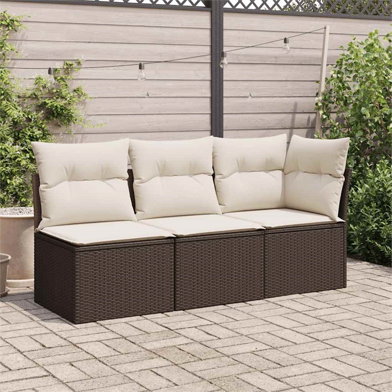 vidaXL Garden Sofa in Brown And Cream
