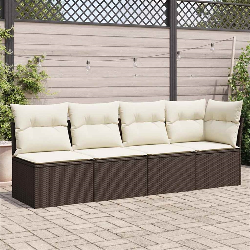 vidaXL Garden Sofa in Brown And Cream