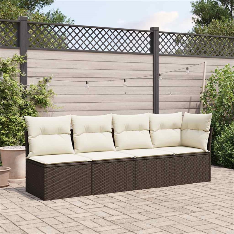 vidaXL Garden Sofa in Brown And Cream