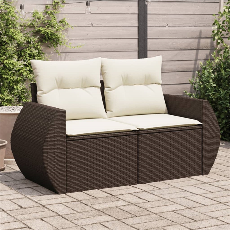 vidaXL Garden Sofa in Brown & Cream