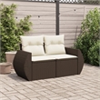 vidaXL Garden Sofa in Brown & Cream