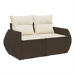 vidaXL Garden Sofa in Brown & Cream