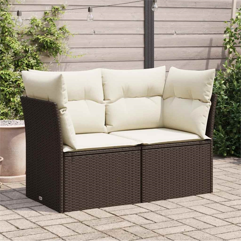 vidaXL Garden Sofa in Brown & Cream