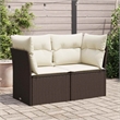 vidaXL Garden Sofa in Brown & Cream