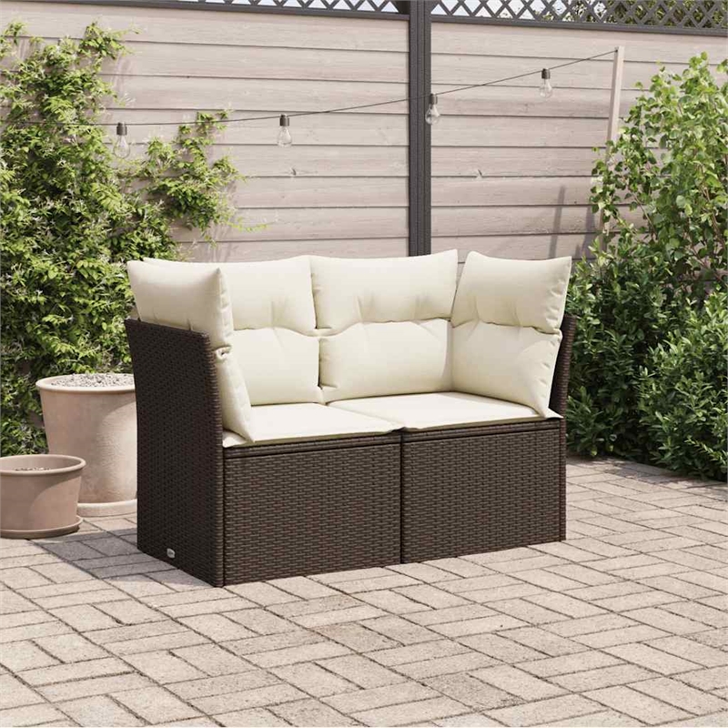 vidaXL Garden Sofa in Brown & Cream