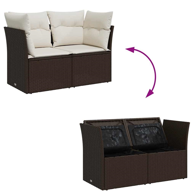 vidaXL Garden Sofa in Brown & Cream