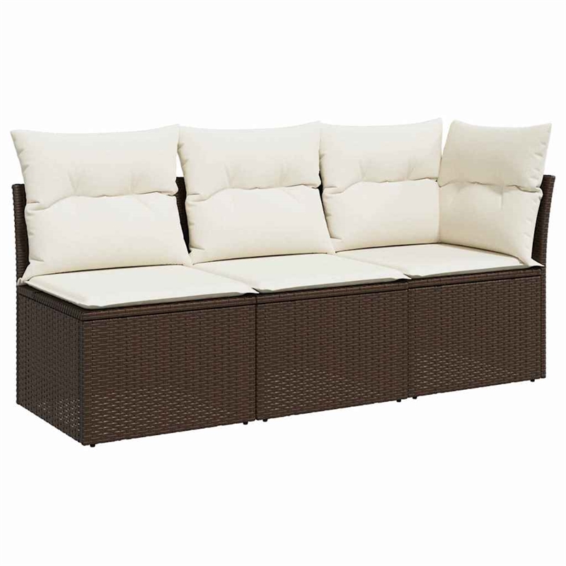 vidaXL Garden Sofa in Brown & Cream