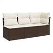 vidaXL Garden Sofa in Brown & Cream