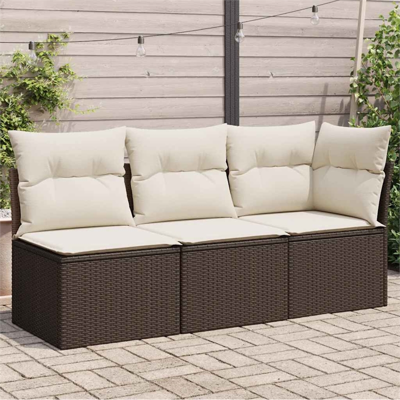 vidaXL Garden Sofa in Brown & Cream