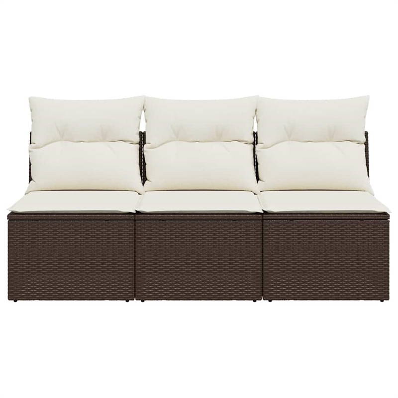 vidaXL Garden Sofa in Brown & Cream