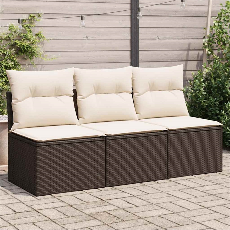 vidaXL Garden Sofa in Brown & Cream