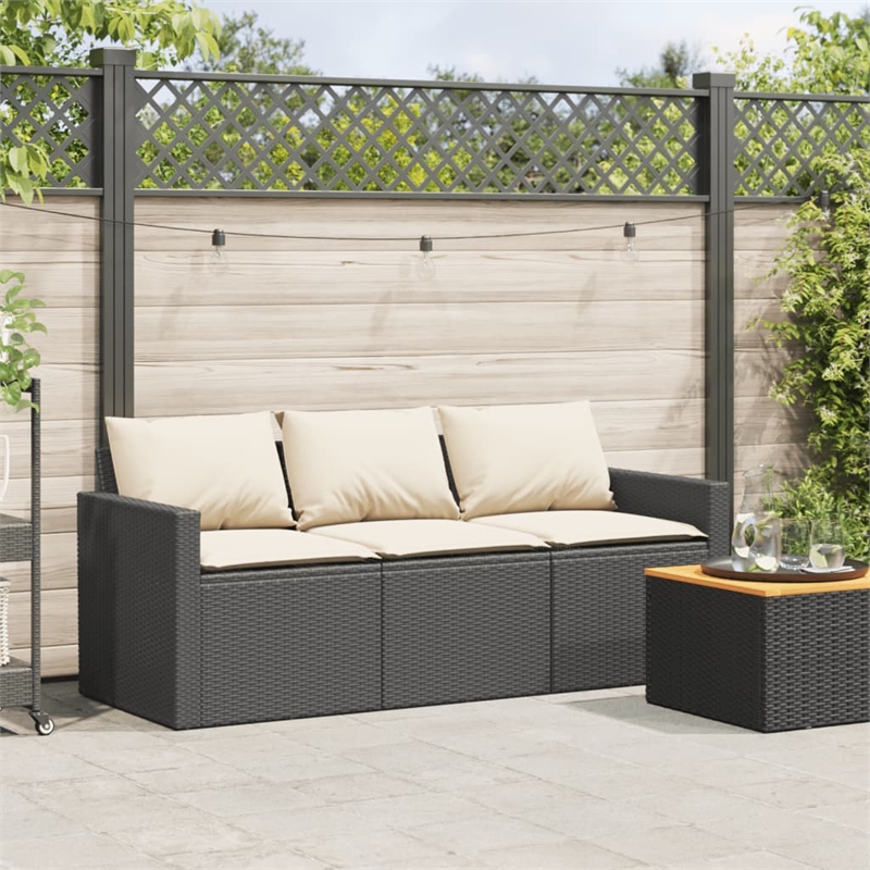vidaXL Garden Sofa in Black And Cream