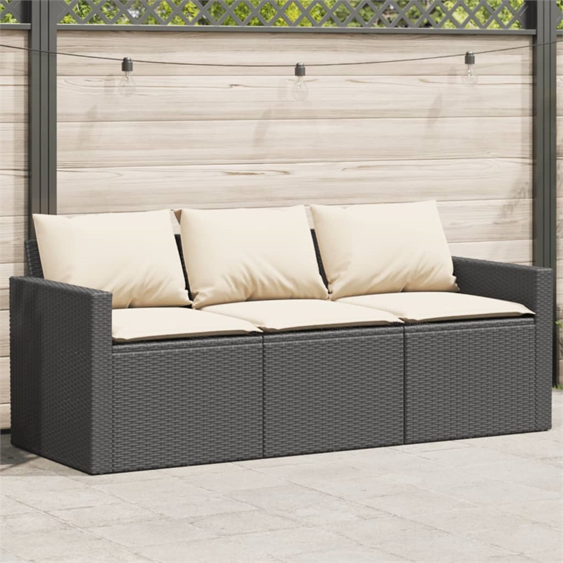 vidaXL Garden Sofa in Black And Cream