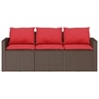 vidaXL 3-Seater PE Rattan Garden Sofa With Removable Covers in Brown