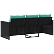 vidaXL Medium PE Rattan Garden Sofa With Blue Cushions in Black Frame