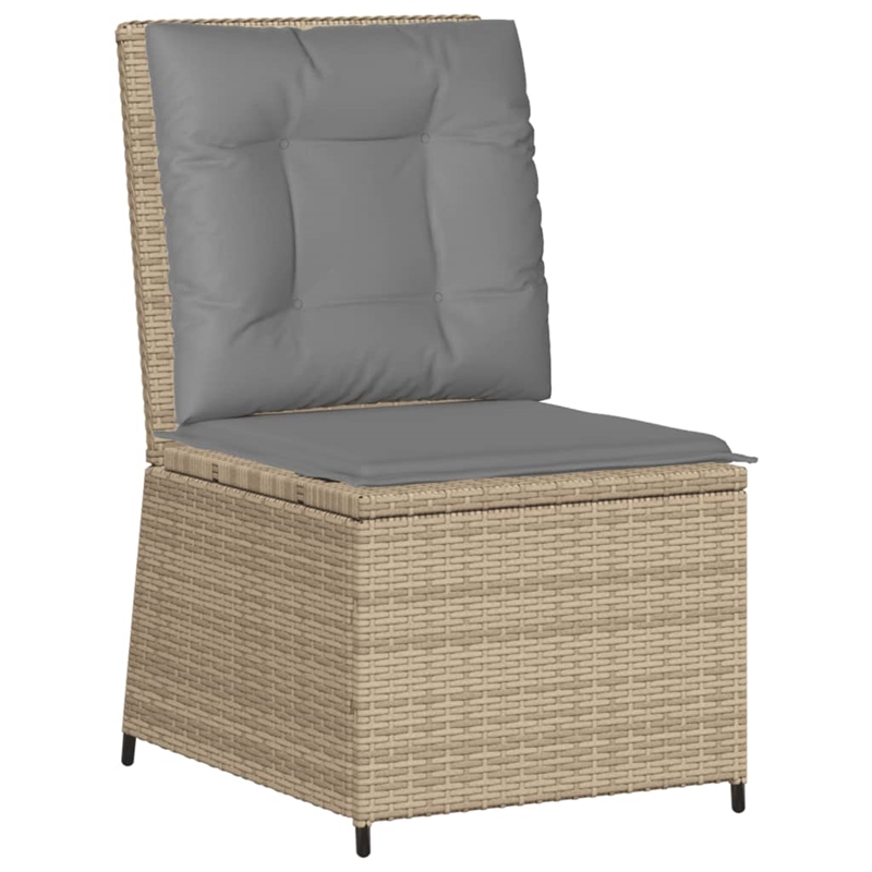 vidaXL Reclining Patio Sofa With Light Grey Cushions in Beige Frame
