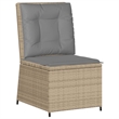 vidaXL Reclining Patio Sofa With Light Grey Cushions in Beige Frame