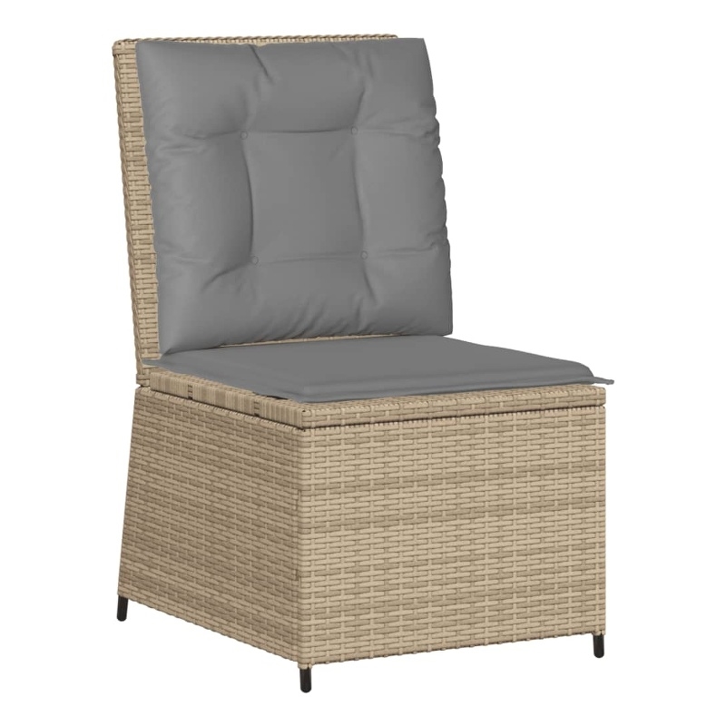 vidaXL Reclining Patio Sofa With Light Grey Cushions in Beige Frame