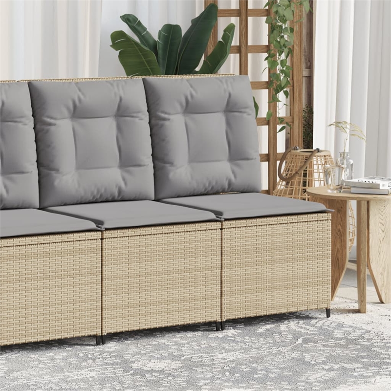 vidaXL Reclining Patio Sofa With Light Grey Cushions in Beige Frame