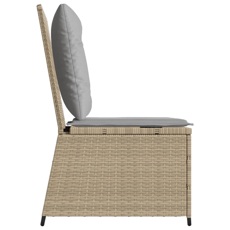 vidaXL Reclining Patio Sofa With Light Grey Cushions in Beige Frame
