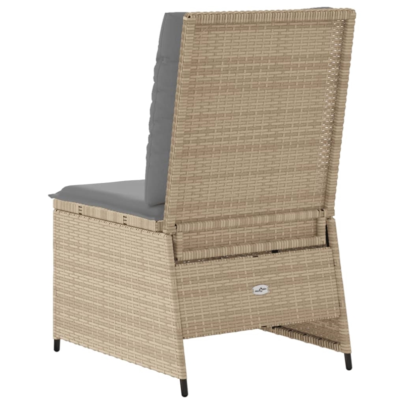 vidaXL Reclining Patio Sofa With Light Grey Cushions in Beige Frame