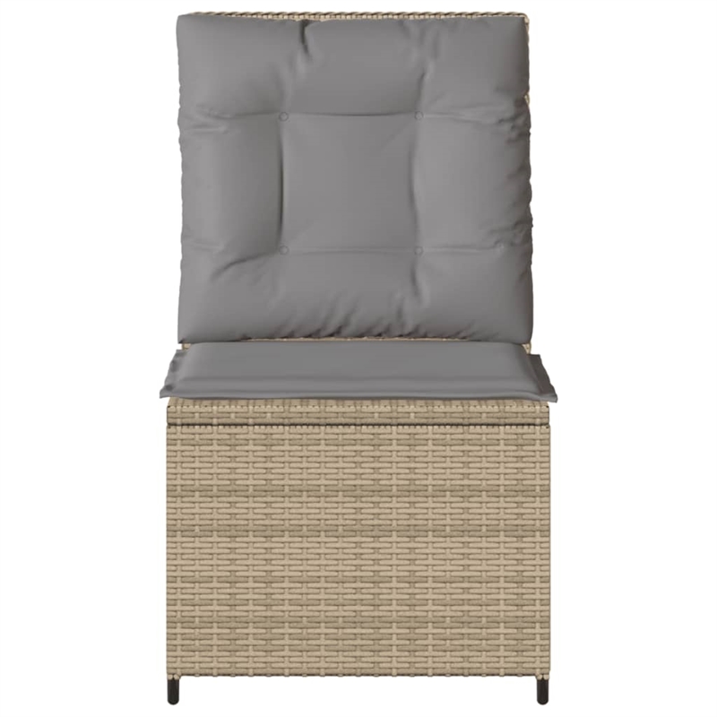vidaXL Reclining Patio Sofa With Light Grey Cushions in Beige Frame