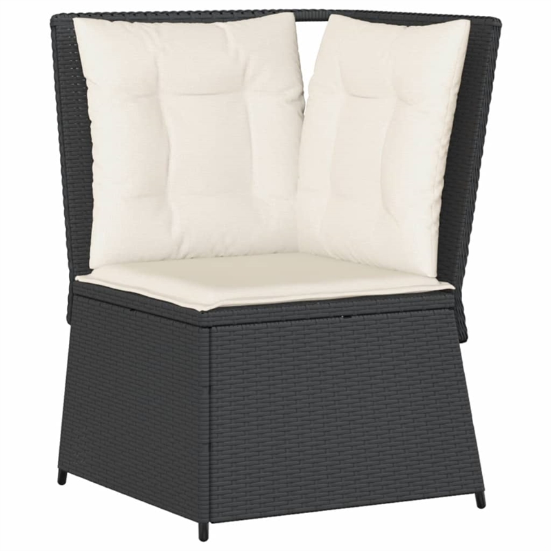 vidaXL Patio Sofa in Black & Cream/White