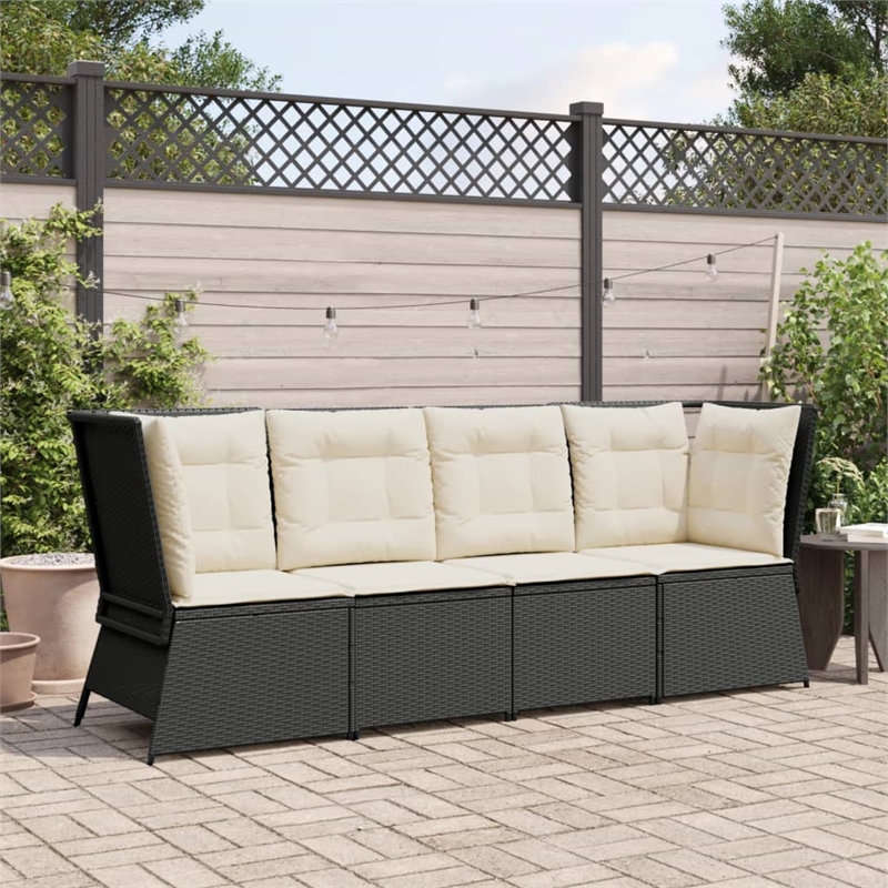vidaXL Patio Sofa in Black & Cream/White