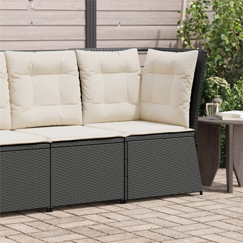 vidaXL Patio Sofa in Black & Cream/White