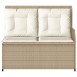 vidaXL PE Rattan Powder-Coated Steel & Polyester Reclining Patio Bench in Beige