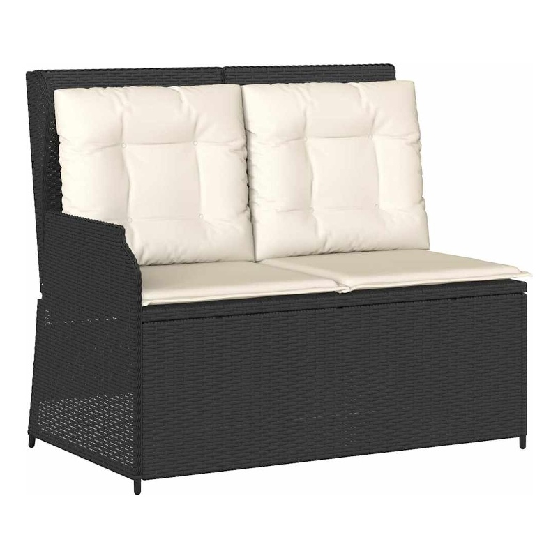 vidaXL Reclining Garden Bench in Black & Cream/White
