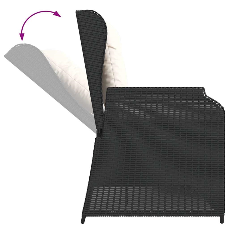 vidaXL Reclining Garden Bench in Black & Cream/White