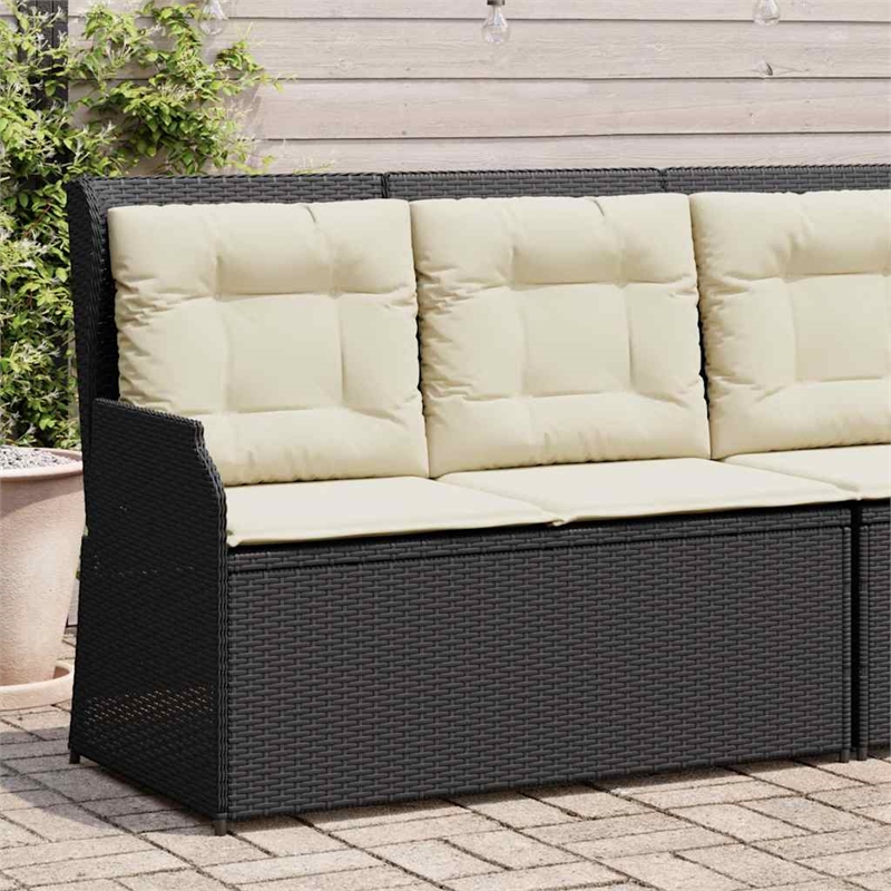 vidaXL Reclining Garden Bench in Black & Cream/White