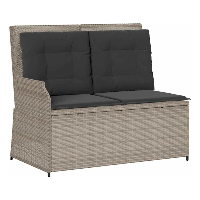 vidaXL PE Rattan Reclining Patio Bench in Light Grey