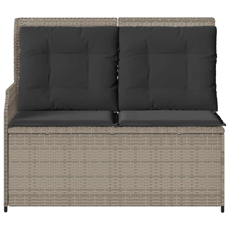 vidaXL PE Rattan Reclining Patio Bench in Light Grey