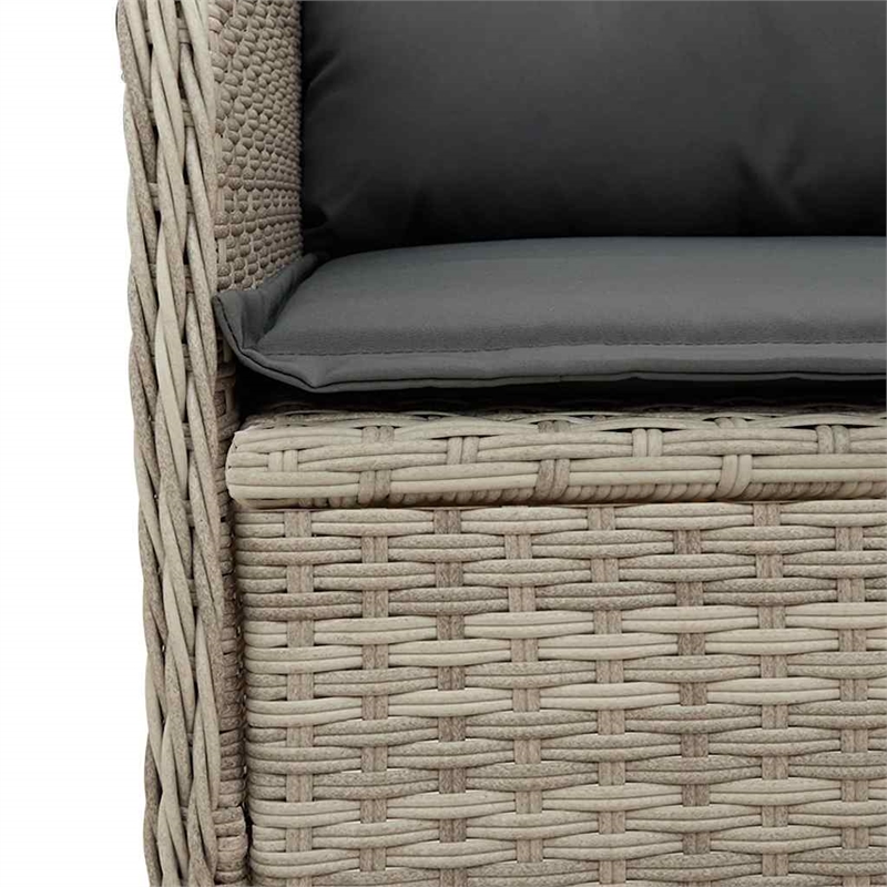 vidaXL PE Rattan Reclining Patio Bench in Light Grey