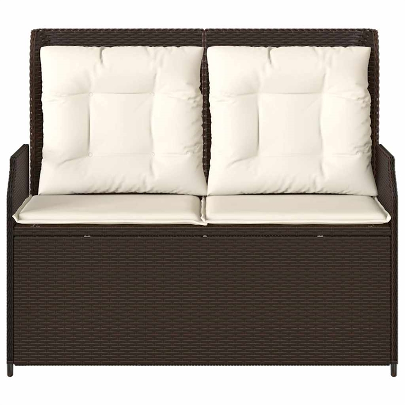 vidaXL PE Rattan Reclining Patio Bench in Brown