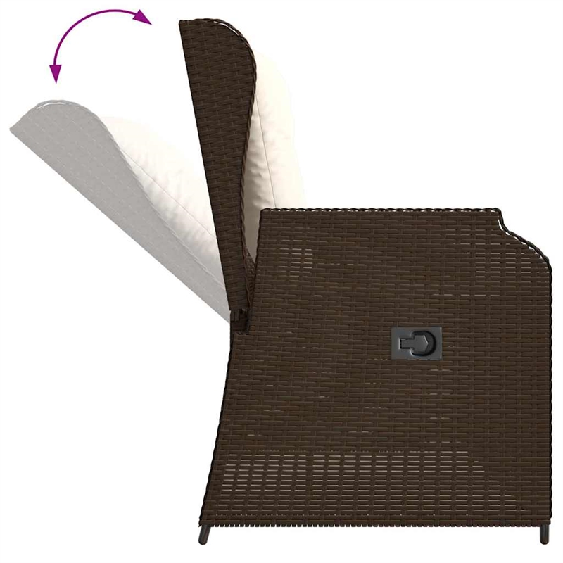 vidaXL PE Rattan Reclining Patio Bench in Brown