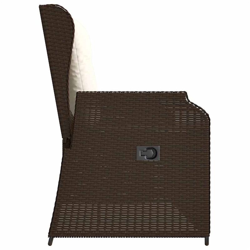 vidaXL PE Rattan Reclining Patio Bench in Brown